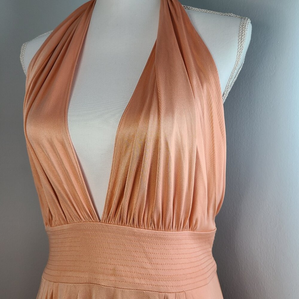 Catherine Malandrino Silk Peach Cocktail Halter Dress
